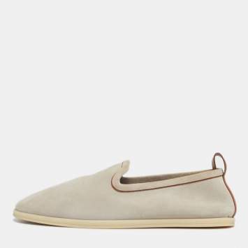 Pre Owned Loro Piana Beige Leather and Suede Venice walk Loafers Size 43