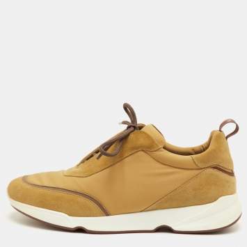 Pre Owned Loro Piana Modular Walk Size 42 Yellow Suede and Fabric Low Top Sneakers