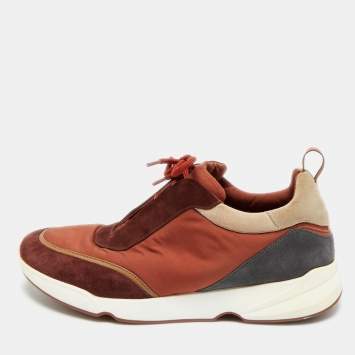 مملوكة مسبقًا Loro Piana Modular Walk Colorama Size 42 Multicolor Suede and Nylon Low Top Sneakers