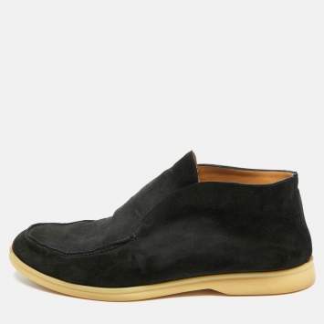 مملوكة مسبقًا Loro Piana Open Walk Size 44 Black Suede Ankle Length Boots