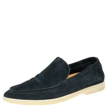 Pre Owned Loro Piana Blue Suede 'Summer Walk' Slip On Loafers Size 40