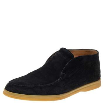 Pre Owned Loro Piana Black Suede Open Walk Ankle Boots Size 40.5