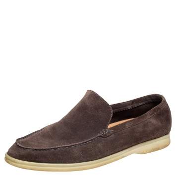 Pre Owned Loro Piana Brown Suede 'Summer Walk' Slip On Loafers Size 42
