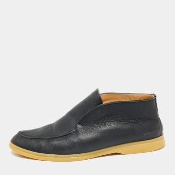 Pre Owned Loro Piana Black Leather Open Walk Ankle Boots Size 41