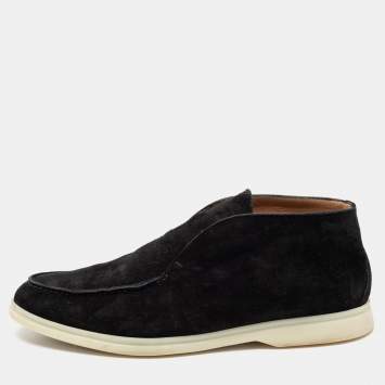 Pre Owned Loro Piana Black Suede Open Walk Ankle Boots Size 40.5
