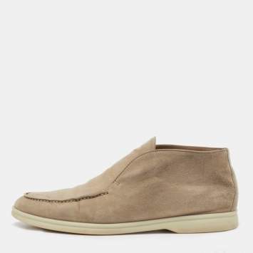 Pre Owned Loro Piana Beige Suede Open Walk Ankle  Boots Size 40.5