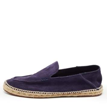 Pre Owned Loro Piana Dark Purple Suede Seaside Walk Espadrilles Size 44