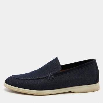 Pre Owned Loro Piana Blue Denim 'Summer Walk' Slip On Loafers Size 42