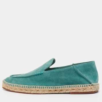 مملوكة مسبقًا Loro Piana Green Suede Summer Walk Loafers Size 42