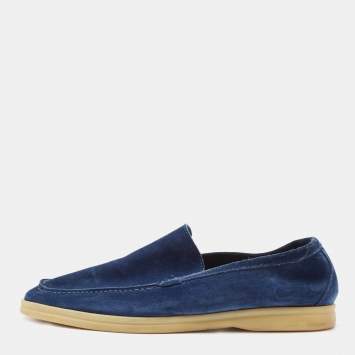 Pre Owned Loro Piana Navy Blue Suede Summer Walk Loafers Size 41