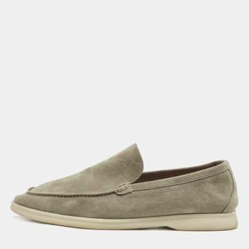 Pre Owned Loro Piana Grey Suede Summer Walk Slip On Loafers Size 41.5