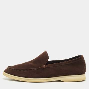 Pre Owned Loro Piana Brown Suede Summer Walk Loafers Size 42.5