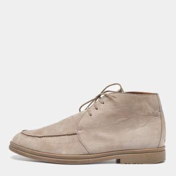 Pre Owned Loro Piana Grey Suede Namib Walk Ankle Boots Size 45