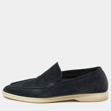 Pre Owned Loro Piana Navy Blue Suede Summer Charms Walk Slip On Loafers Size 42