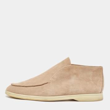 Pre Owned Loro Piana Beige Suede Open Walk Boots Size 44