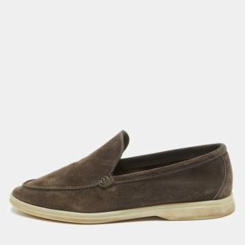 Pre Owned Loro Piana Grey Suede Summer Walk Loafers Size 44
