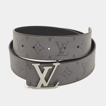 Pre Owned Louis Vuitton Monogram Eclipse Reverse Canvas LV Initiales Reversible Belt 95 CM