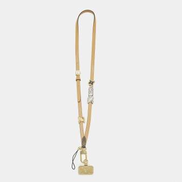 Pre Owned Louis Vuitton Tan Leather LV Lovers Charm Phone Strap