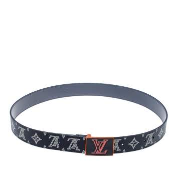 Pre Owned Louis Vuitton Upside Down Monogram Ink Metropole Belt 95CM
