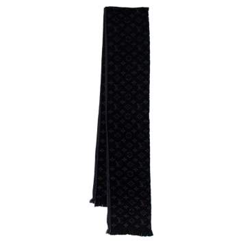 Pre Owned Louis Vuitton Black Monogram Wool Classic Scarf