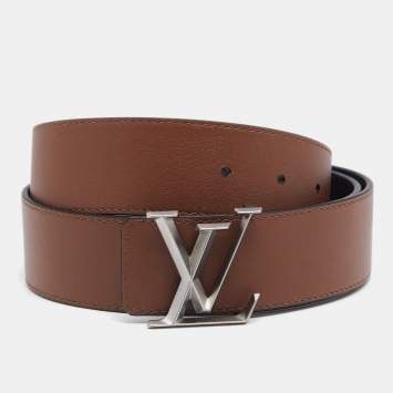 Pre Owned Louis Vuitton Brown/Black Monogram Illusion Pyramid Reversible Belt 95CM