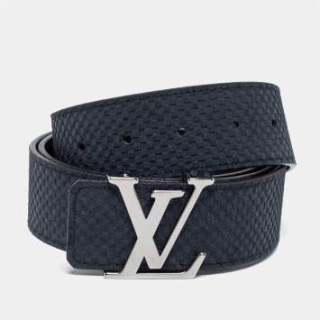 Pre Owned Louis Vuitton Navy Blue Mini Damier Suede LV Initiales Belt 110CM