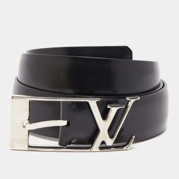 Pre Owned Louis Vuitton Black Leather Neogram Belt 85CM