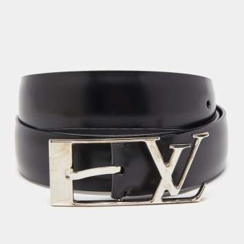 Pre Owned Louis Vuitton Black Leather Neogram Belt 85CM