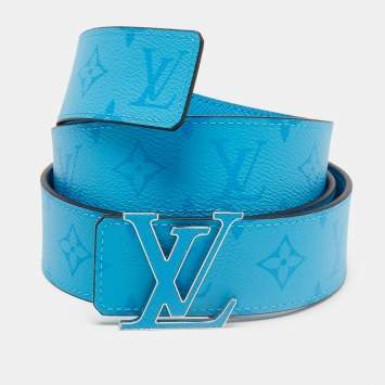 Pre Owned Louis Vuitton Blue Lagoon Monogram Canvas LV Initiales Reversible Belt 100CM