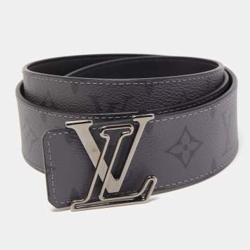 Pre Owned Louis Vuitton Monogram Eclipse Canvas LV Initiales Reversible Belt 95CM