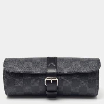 Pre Owned Louis Vuitton Damier Graphite Canvas 3 Watch Case