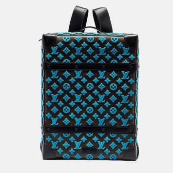 Pre Owned Louis Vuitton Turquoise Monogram Tuffetage Soft Trunk PM Backpack 