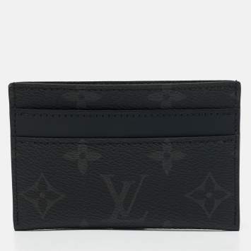 Pre Owned Louis Vuitton Monogram Eclipse Canvas Double Card Holder