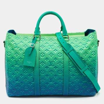 Louis Vuitton Virgil Abloh Green/Blue Monogram Illusion Leather Keepall Tote