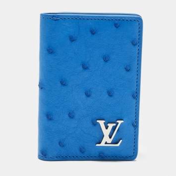 Pre Owned Louis Vuitton Blue Ostrich Pocket Organizer
