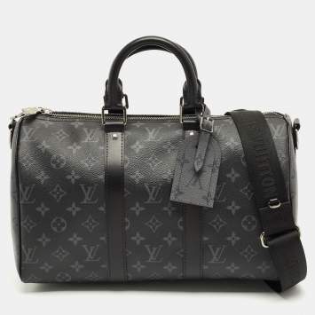 Pre Owned Louis Vuitton Monogram Eclipse Canvas Keepall Bandouliere 35 Bag