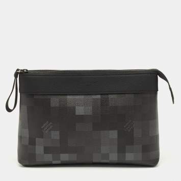 Pre Owned Louis Vuitton Black Damoflage Canvas Pochette Voyage Souple