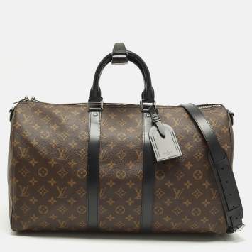 Pre Owned Louis Vuitton Keepall Bandouliere 45 Monogram Macassar Canvas Duffel Bag