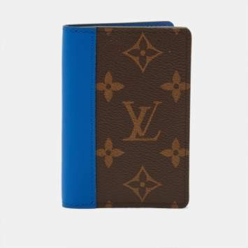 Pre Owned Louis Vuitton Blue Leather and Monogram Canvas Pocket Organizer
