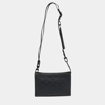 مملوكة مسبقًا Louis Vuitton Gaston Black Monogram Shadow Leather Wearable Wallet