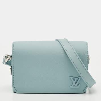 Pre Owned Louis Vuitton Fastline Blue Aerogram Leather Wearable Wallet