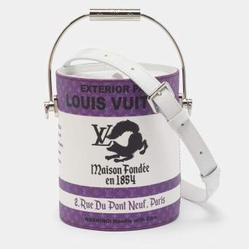 Pre Owned Louis Vuitton LV Paint Can Purple Monogram Canvas Bucket Bag