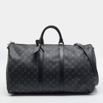 مملوكة مسبقًا Louis Vuitton Keepall Bandoulière 55 Monogram Eclipse Canvas Duffel Bag