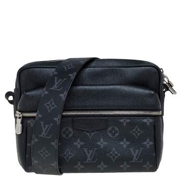 Pre Owned Louis Vuitton Black Taiga Leather and Monogram Eclipse Canvas Outdoor Messenger Bag