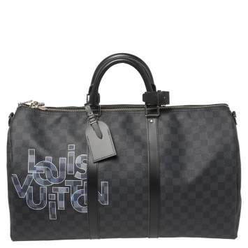 Pre Owned Louis Vuitton Damier Graphite Canvas Keepall Bandouliere 50 Bag