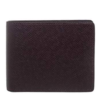 Pre Owned Louis Vuitton Brown Taiga Leather Bifold Wallet
