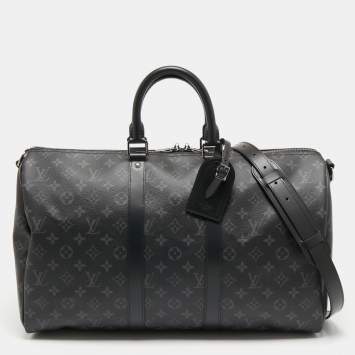 Pre Owned Louis Vuitton Monogram Eclipse Canvas Keepall Bandouliere 45 Bag
