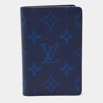 Pre Owned Louis Vuitton  Navy Blue Monogram Canvas and Taiga Leather Pocket Organiser