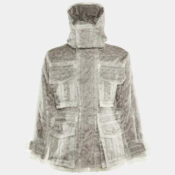 Louis Vuitton Brown & Grey Organza Layered Jacket S