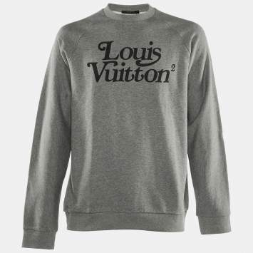 Louis Vuitton x Nigo Grey Logo Print Cotton Sweatshirt XXL 